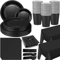 Disposable Party Dinnerware Set for 60 Guests - Black Halloween Supplies