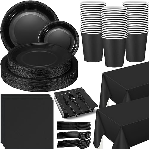 Disposable Party Dinnerware Set for 60 Guests - Black Halloween Supplies