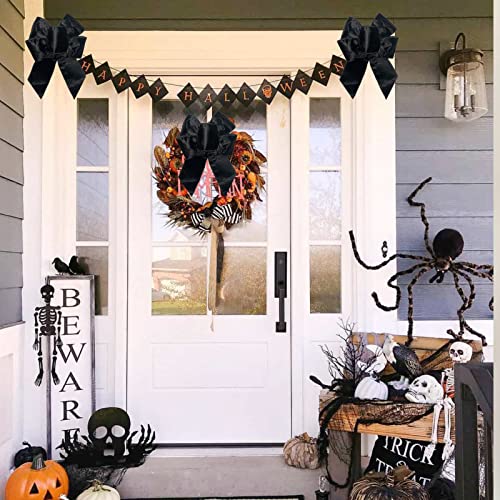 Lakiyfye 4 Pack Black Christmas Bows for Tree & Fireplace Decoration