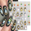 Goth Ghost Halloween Nail Stickers - 2 Sheets 5D Embossed Spider Web Rhinestones for Nail Art - Variation Goth Ghost-14