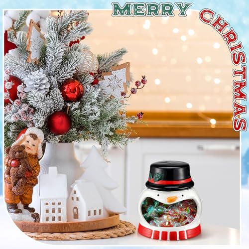 Ceramic Snowman Candy Dish - Winter Holiday Table Centerpiece & Decor