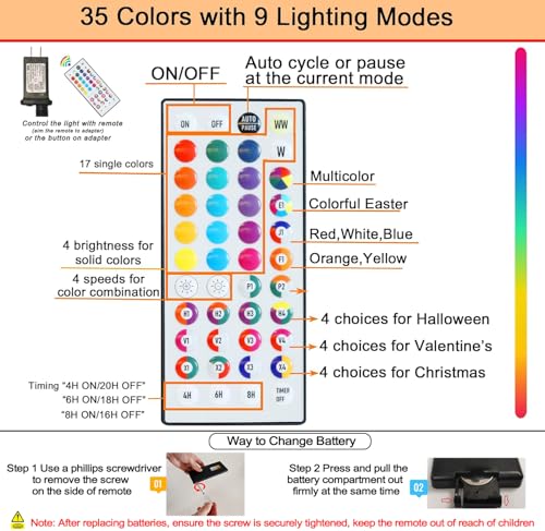 RGB Lighted Birch Tree - 5 ft Christmas Tree with 35 Colors & Remote