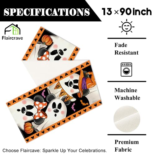 Orange Halloween Table Runner 13x90 Inch Skull Party Decor for Home & Kitchen