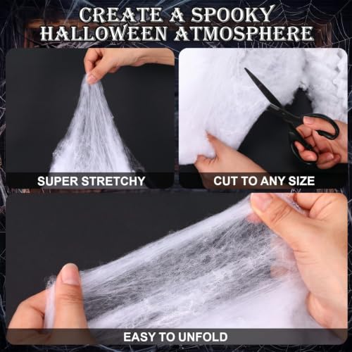 Halloween Spider Web Decorations Set with 105 Fake Spiders - 1500 Sq Ft Indoor & Outdoor Spooky Decor