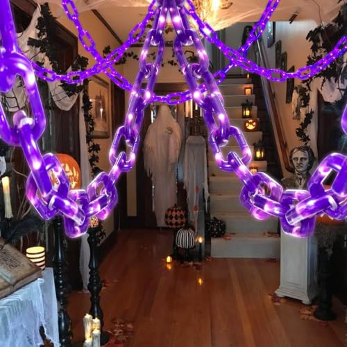 Purple Halloween Chain Lights 10Ft Battery Operated with Timer - Spooky Decor