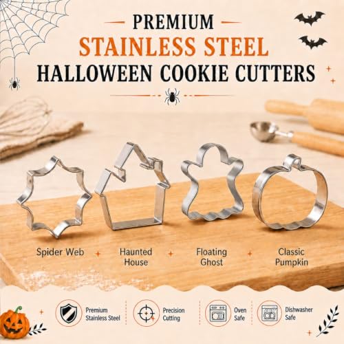 Halloween Cookie Cutter Set 9 Pcs Stainless Steel Shapes for Baking Party