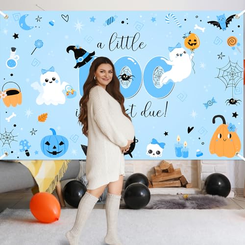 Avezano Blue Halloween Baby Shower Backdrop Banner 6x3.6ft