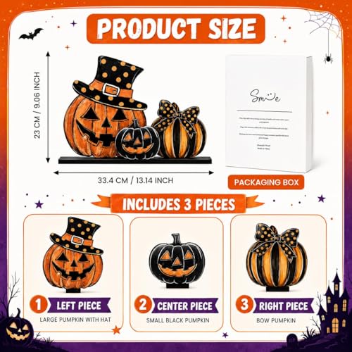 Halloween Pumpkin Wooden Table Decoration - Spooky Autumn Decor - Pumpkin Spooky