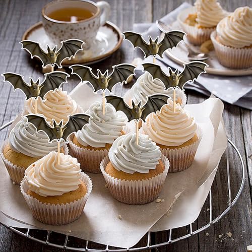 Halloween Bat Cupcake Topper Set - 24pcs Bat-Themed Birthday Decoration - Variation Bat-3a