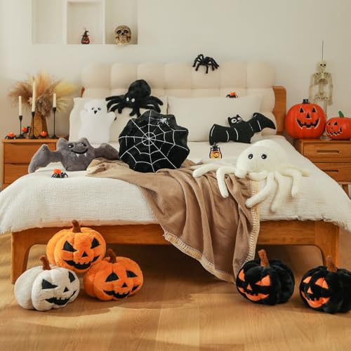 Small Pink Spider Halloween Pillow - Cute Plush Throw Pillow for Fall Decor