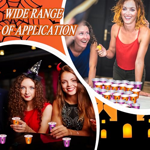 Halloween Plastic Shot Glasses Set - 100 Disposable Mini Cups with Pumpkin & Cat Designs
