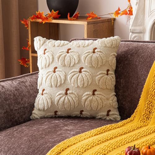 Saffron Halloween Pumpkin Pillow Cover 19.7 x 19.7 Inches Plush Fall Decor