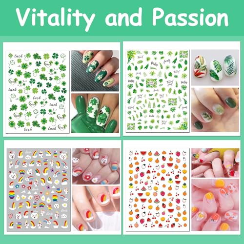 All Seasons Holiday Nail Stickers Pack - 24 Sheets for Year-Round Nail Art
