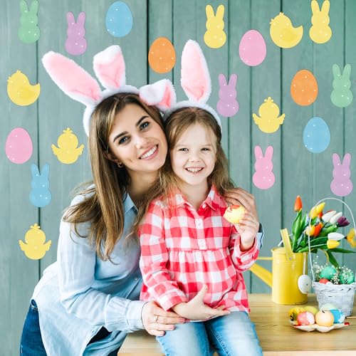 Easter Bunny Egg Chick Glitter Cutouts for Birthday Party Bulletin Board Decor - Variation of Easter Animals
