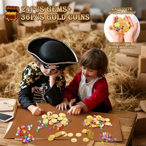 Pirate Party Favors Set for Kids - Treasure Chest, Tattoos, Hats & More