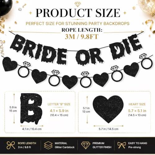 Bride or Die Bachelorette Banner Set - Bridal Shower Party Decorations