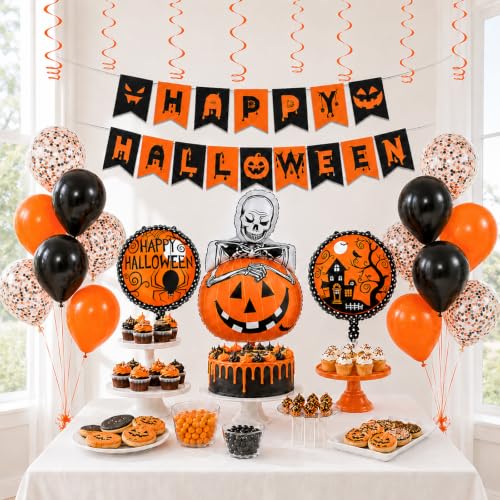 Orange Halloween Party Decorations Set - 37 pcs Spooky Yard & Indoor Decor