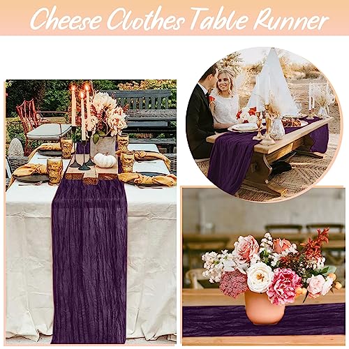 Purple Cheesecloth Table Runner 35x10FT Boho Rustic Wedding & Party Decor