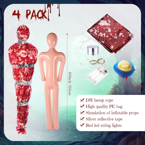 Halloween Human Remains Prop Set with Inflatable Corpses, LED Lights & Accessories