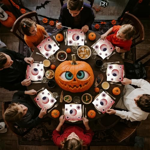 Eyeball Halloween Paper Napkins - 40pcs Disposable Bloody Bloodshot Party Napkins, 6.5x6.5in for Spooky Events - Variation: Eyeball