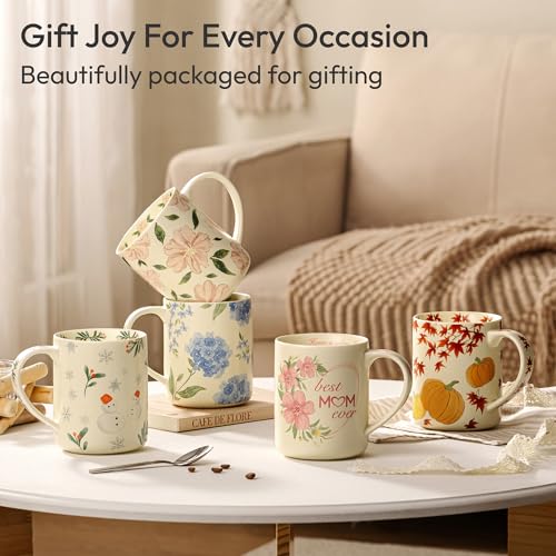 Fall Ceramic Coffee Mug 18 oz Large Porcelain Tea Cup with Big Handle
