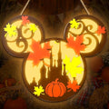 Yellow Fall Wreath Mouse Pumpkin Lantern Door Sign with Light - Thanksgiving Decor