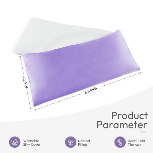 Lavender Eye Pillows for Relaxation, Yoga Eye Pillow for Meditation, Microwavable Weighted Eye Pillow for Yoga, Moist Heat & Cold Eye Compress with Aromatherapy (Light Purple) - 2 Pack