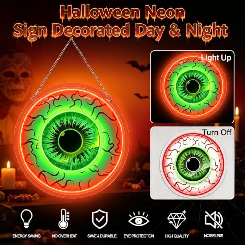 Eyeball Neon Sign Halloween Decorations Dimmable Wall Light - Red & Green Variation