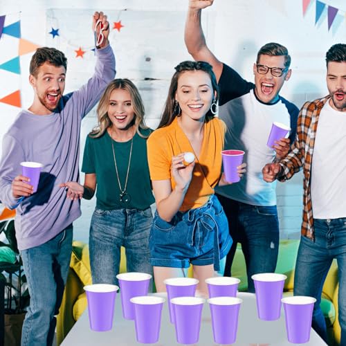 120 Pack Light Purple Disposable Plastic Cups 12 oz Party Drinkware - Halloween Variation