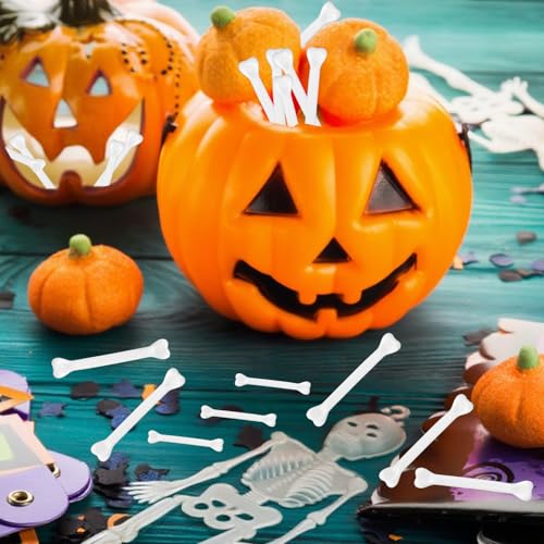 Mini Halloween Skeleton Bones Set - 24 Fake Plastic Bones for Crafts & Decorations