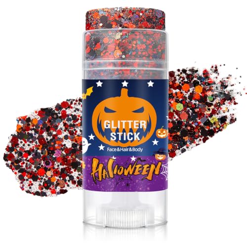 Halloween Body Face Hair Glitter Stick - Red & Black Chunky Style-31