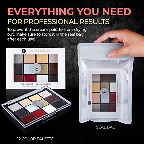 12-Color Death FX Cream Palette for Zombie & Horror Makeup - Waterproof & Quick-Drying