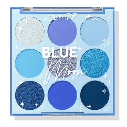 Blue Moon Eyeshadow Palette - Monochromatic Blue Makeup with Matte, Metallic & Duochrome Finishes