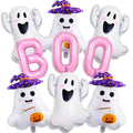 Halloween Pink Foil Balloons Set - Boo Ghost Pumpkin Party Decorations
