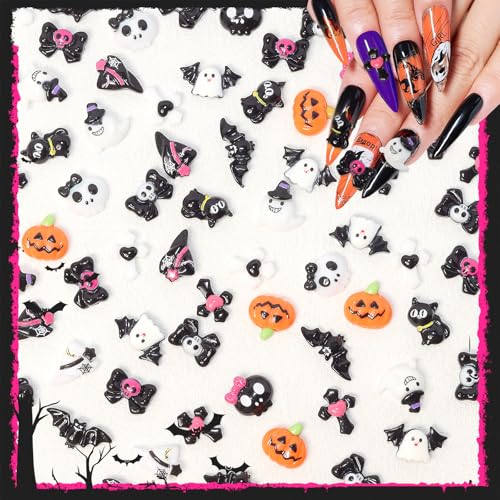 Halloween Resin Nail Charms Set - 100 Mix Cute Flatback Nail Art Decorations