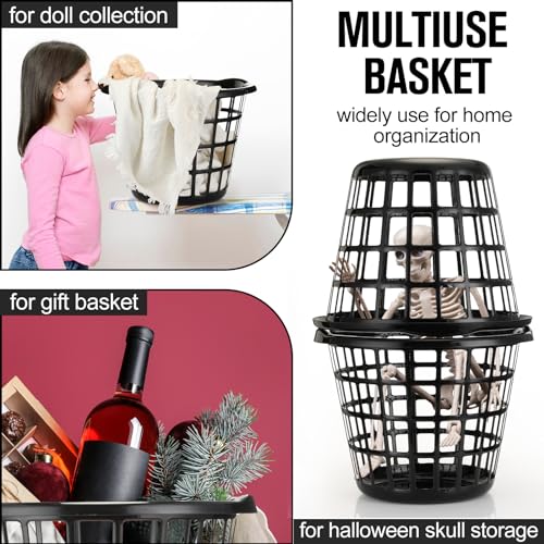 Black Plastic Laundry Baskets Set of 8 with Easy Carry Handles - Uiifan