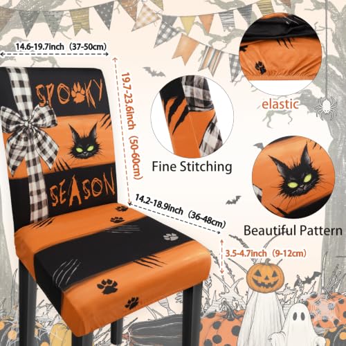 Halloween Ghost Chair Covers Set of 6 - Black, Off White & Orange