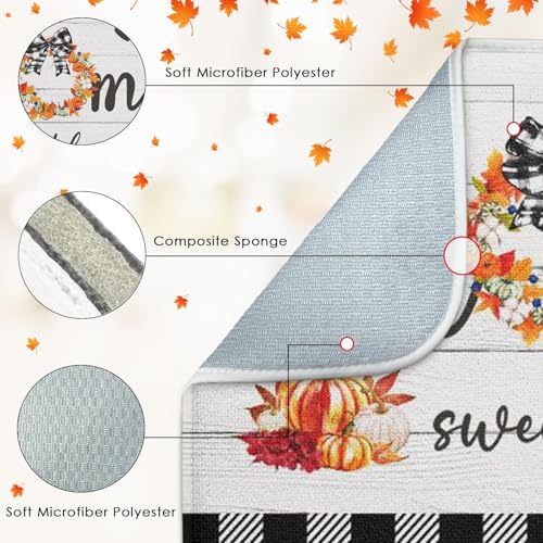 Sanwarm Fall Pumpkin Absorbent Dish Drying Mat - 16 x 18 Inches, Home Sweet Variation