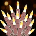 Warm White Christmas Lights with Brown Wire - 100 Count, 21ft, Connectable