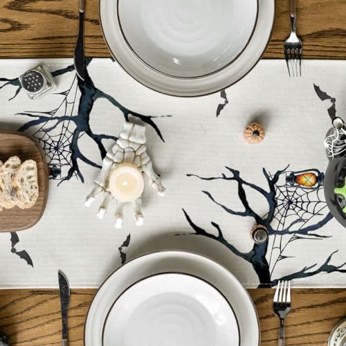 Halloween Table Runner 13x108 Inch Beige Polyester Decorative Home Party Decor