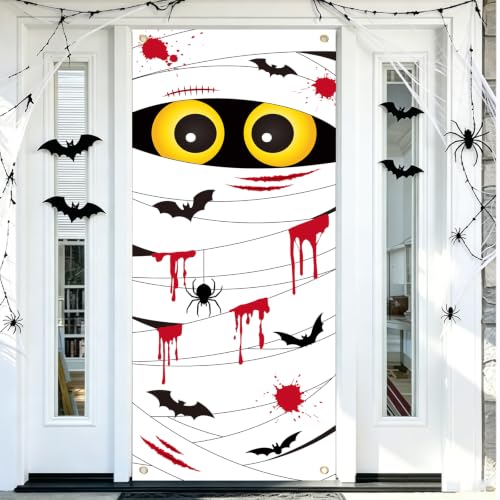 White Halloween Door Cover Decorations Large Photography Background Banner - 6 x 2.5 Feet