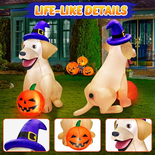 5Ft Halloween Inflatable Dog Decor with LED Light Outdoor Yard Decoration