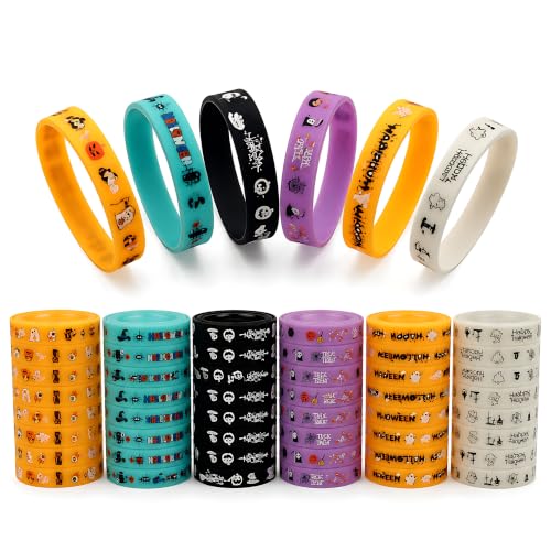 Halloween Rubber Bracelets Bulk Party Favors Wristbands - Set of 50