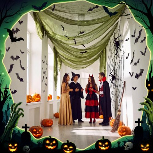Halloween Green Creepy Cloth String Lights Set - Spooky Bat Decor & Accessories