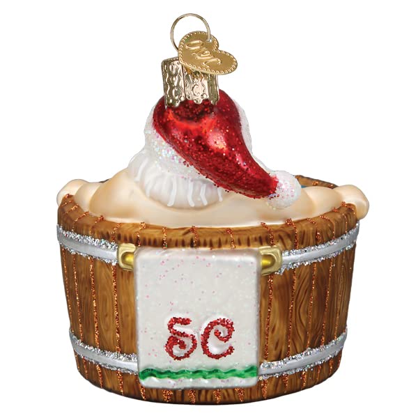 Santa Hot Tub Christmas Ornament - Handcrafted Glass Holiday Decoration
