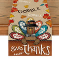 Turkey Give Thanks Thanksgiving Table Runner 13x72 Inch Fall Autumn Kitchen Decor Brown