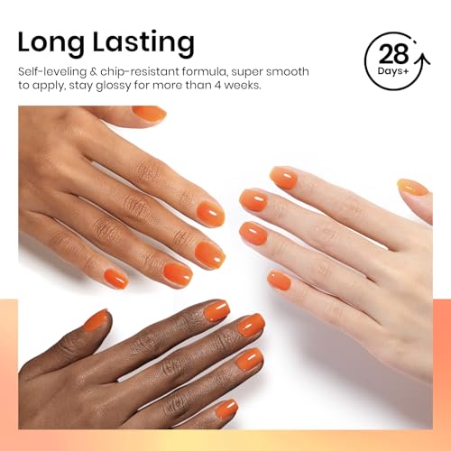 Beetles Orange Gel Nail Polish - Sheer Jelly Polish for Nails - 15ML - Sheer Orange