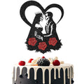 Halloween Bride or Die Skull Cake Topper Wedding Decorations Black Red