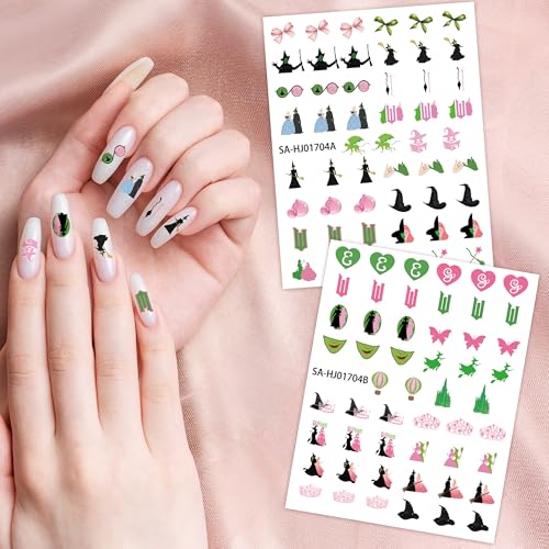 Witch Nail Stickers - 8 Sheets Halloween & Fantasy Nail Decals for Kids & Teens