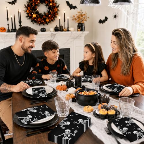 Halloween Skeleton & Skull Paper Napkins - 100 Pack for Parties